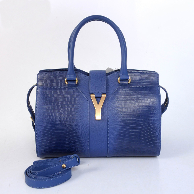 8220 YSL Cabas Chyc in pelle di lucertola tote handbag 8220 blu